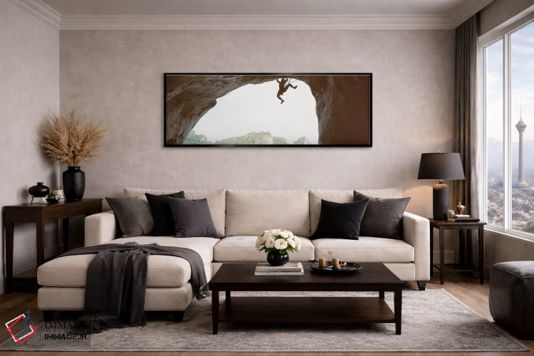 تابلو دکوراتیو سایه روشن مردی که در حال صعود از یک صخره است، ساحل رایل… اثر پانورامیک ایمجز - D6B