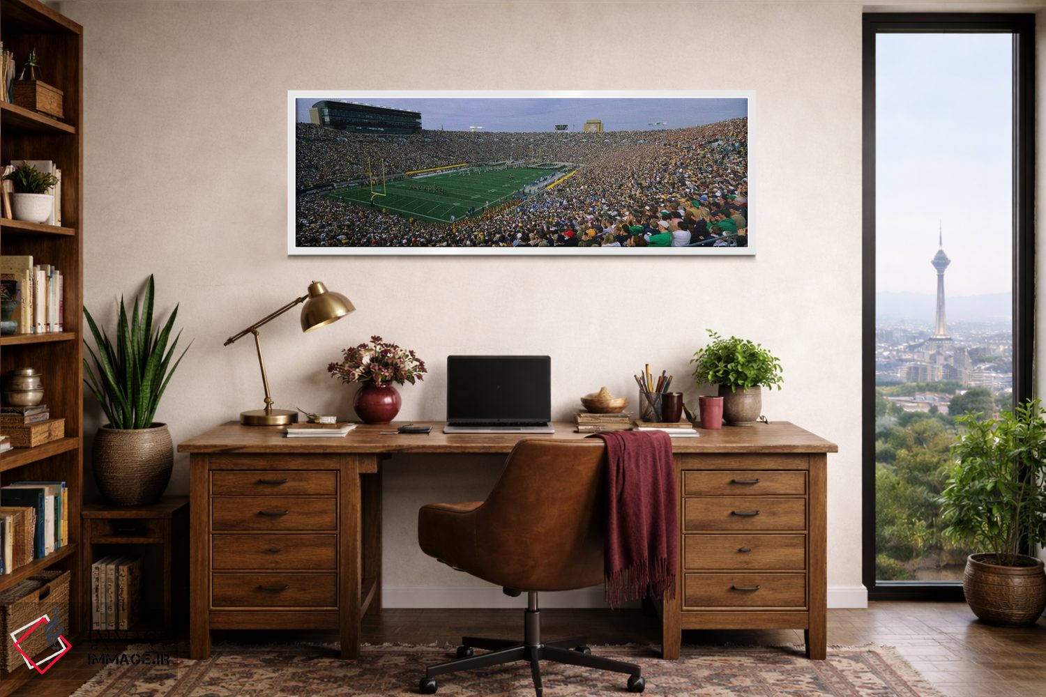 تابلو دکوراتیو ورودی تیم، استادیوم نوتردام، شهرستان سنت جوزف، ایندیانا… اثر پانورامیک ایمجز - D1W