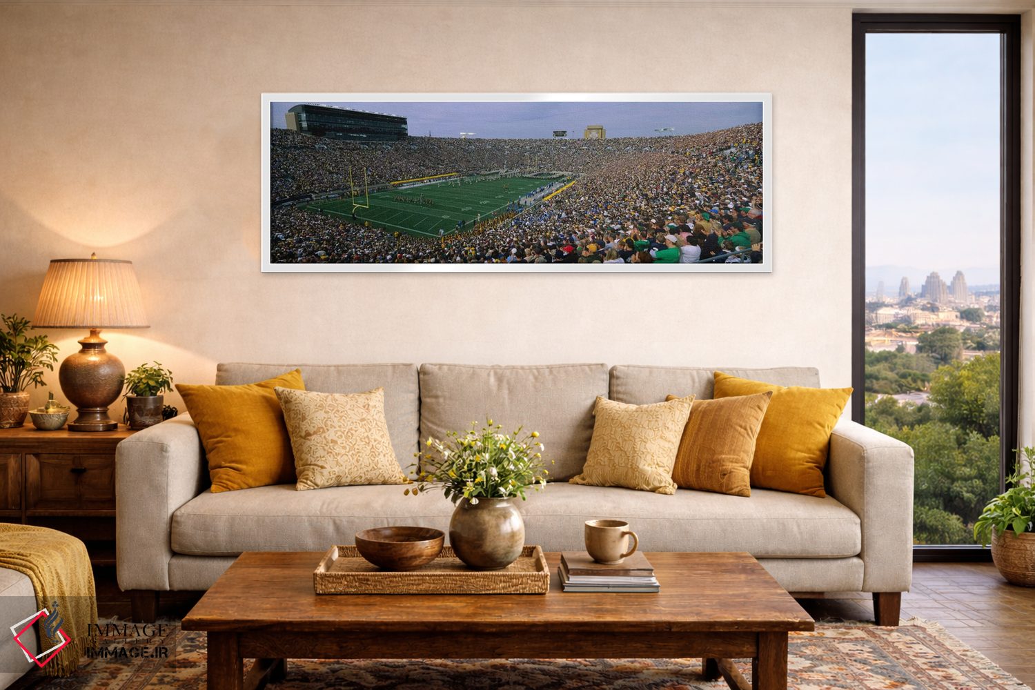 تابلو دکوراتیو ورودی تیم، استادیوم نوتردام، شهرستان سنت جوزف، ایندیانا… اثر پانورامیک ایمجز - D3W