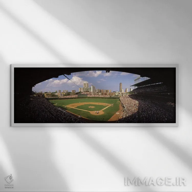تابلو دکوراتیو تماشاگران در استادیوم، استادیوم وریگلی، شیکاگو کابز، شی… اثر پانورامیک ایمجز - نمای قابدار سفید