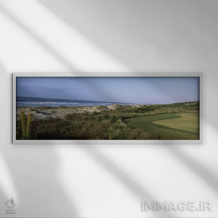 تابلو دکوراتیو زمین گلف در کنار دریا، استراحتگاه گلف کیاهوا آیلند، کیا… اثر پانورامیک ایمجز - نمای قابدار سفید