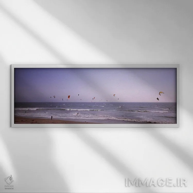 تابلو دکوراتیو کایت سوارها روی دریا، ساحل وادل، وادل کریک، شهرستان سان… اثر پانورامیک ایمجز - نمای قابدار سفید