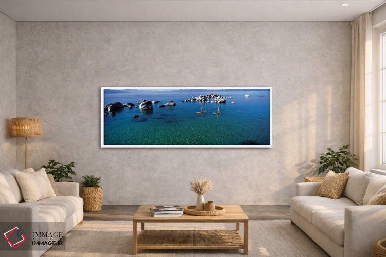 تابلو دکوراتیو دو زن در حال پدل برداری در دریاچه ۲، دریاچه تاهو، کالیف… اثر پانورامیک ایمجز - D2W