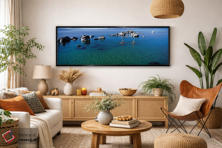 تابلو دکوراتیو دو زن در حال پدل برداری در دریاچه ۲، دریاچه تاهو، کالیف… اثر پانورامیک ایمجز - D4B