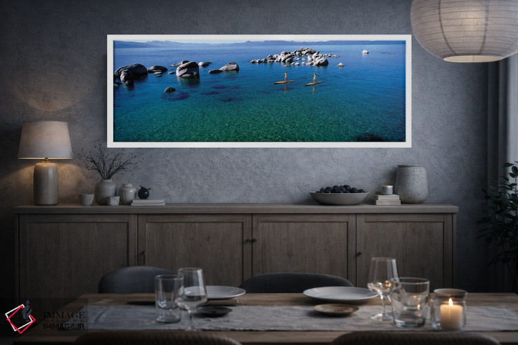 تابلو دکوراتیو دو زن در حال پدل برداری در دریاچه ۲، دریاچه تاهو، کالیف… اثر پانورامیک ایمجز - D3W