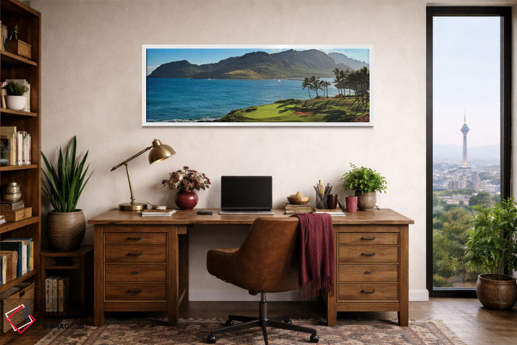 تابلو دکوراتیو درختان نخل در میدان گلف ۲، لاگون های کاوایی، کاوایی، ها… اثر پانورامیک ایمجز - D1W