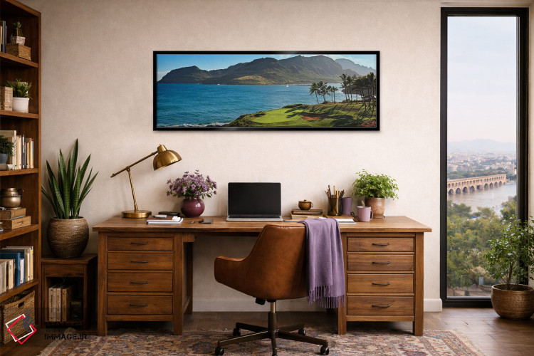 تابلو دکوراتیو درختان نخل در میدان گلف ۲، لاگون های کاوایی، کاوایی، ها… اثر پانورامیک ایمجز - D2B