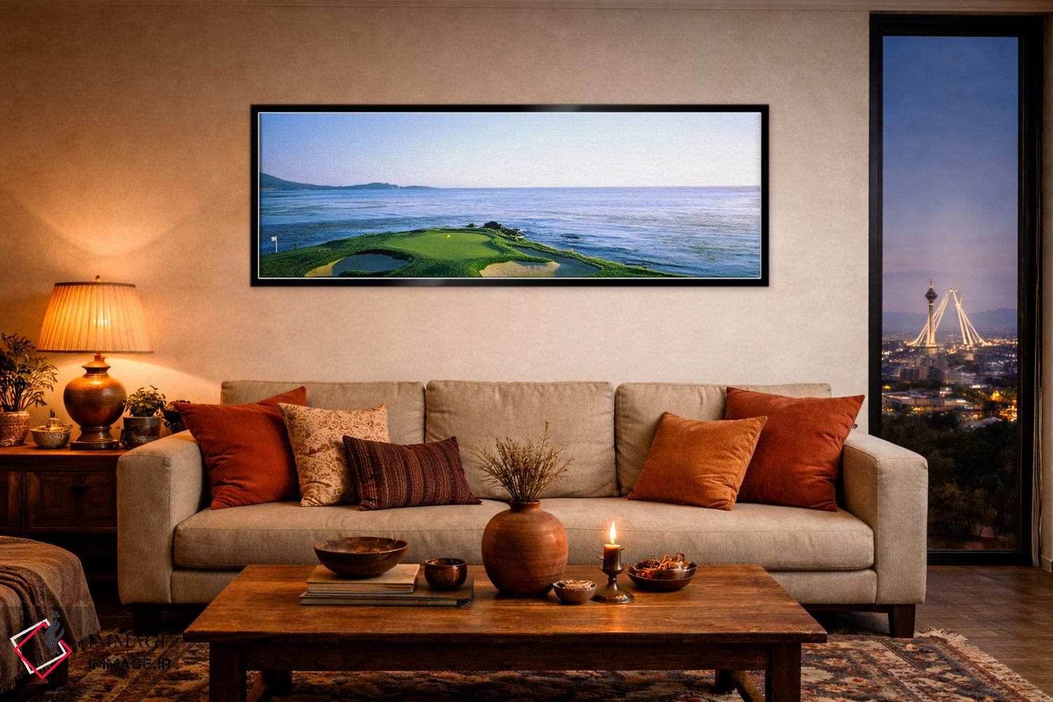 تابلو دکوراتیو حفره ۷، زمین گلف پبل بیچ لینک ها، شهرستان مونتری، کالیف… اثر پانورامیک ایمجز - D5B