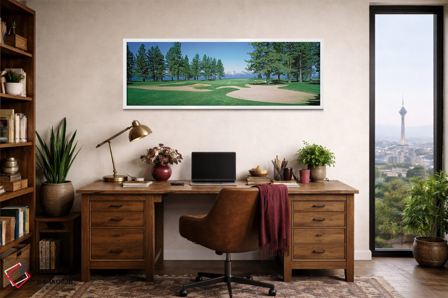 تابلو دکوراتیو تله های شن در زمین گلف، زمین گلف ادج وود تاهو، استات لا… اثر پانورامیک ایمجز - D1W