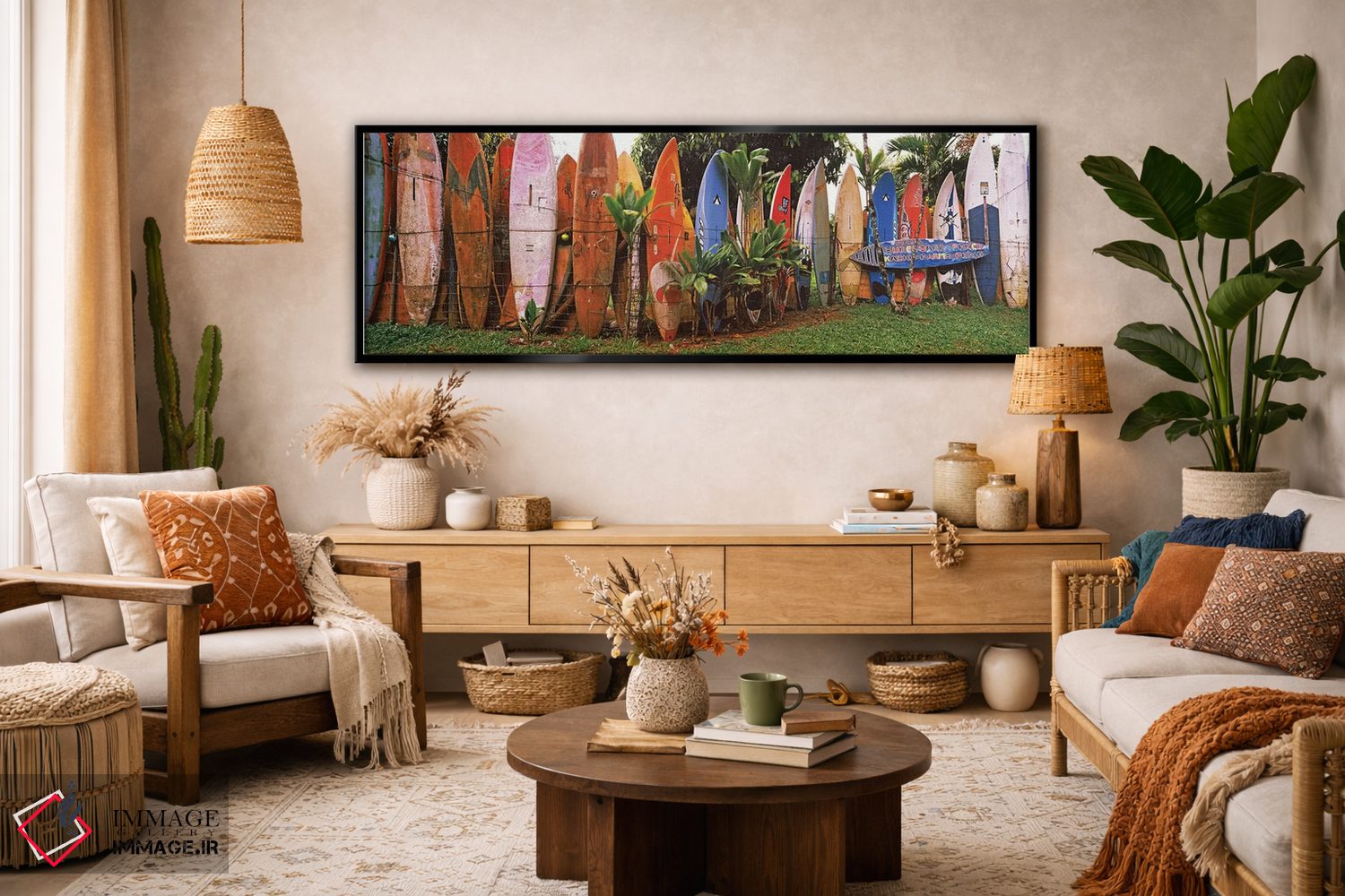 تابلو دکوراتیو تخته های موج سواری چیده شده، مائوی، هاوایی، ایالات متحد… اثر پانورامیک ایمجز - D3B