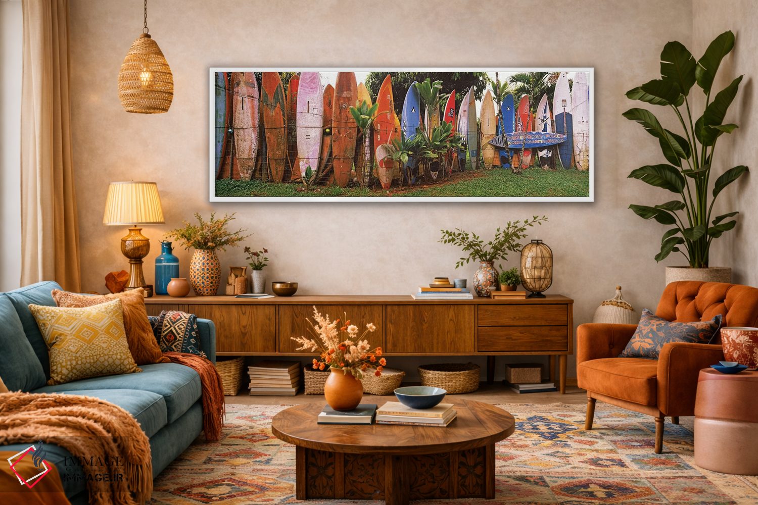 تابلو دکوراتیو تخته های موج سواری چیده شده، مائوی، هاوایی، ایالات متحد… اثر پانورامیک ایمجز - D2W