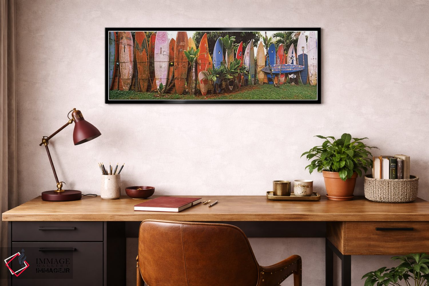 تابلو دکوراتیو تخته های موج سواری چیده شده، مائوی، هاوایی، ایالات متحد… اثر پانورامیک ایمجز - D4B