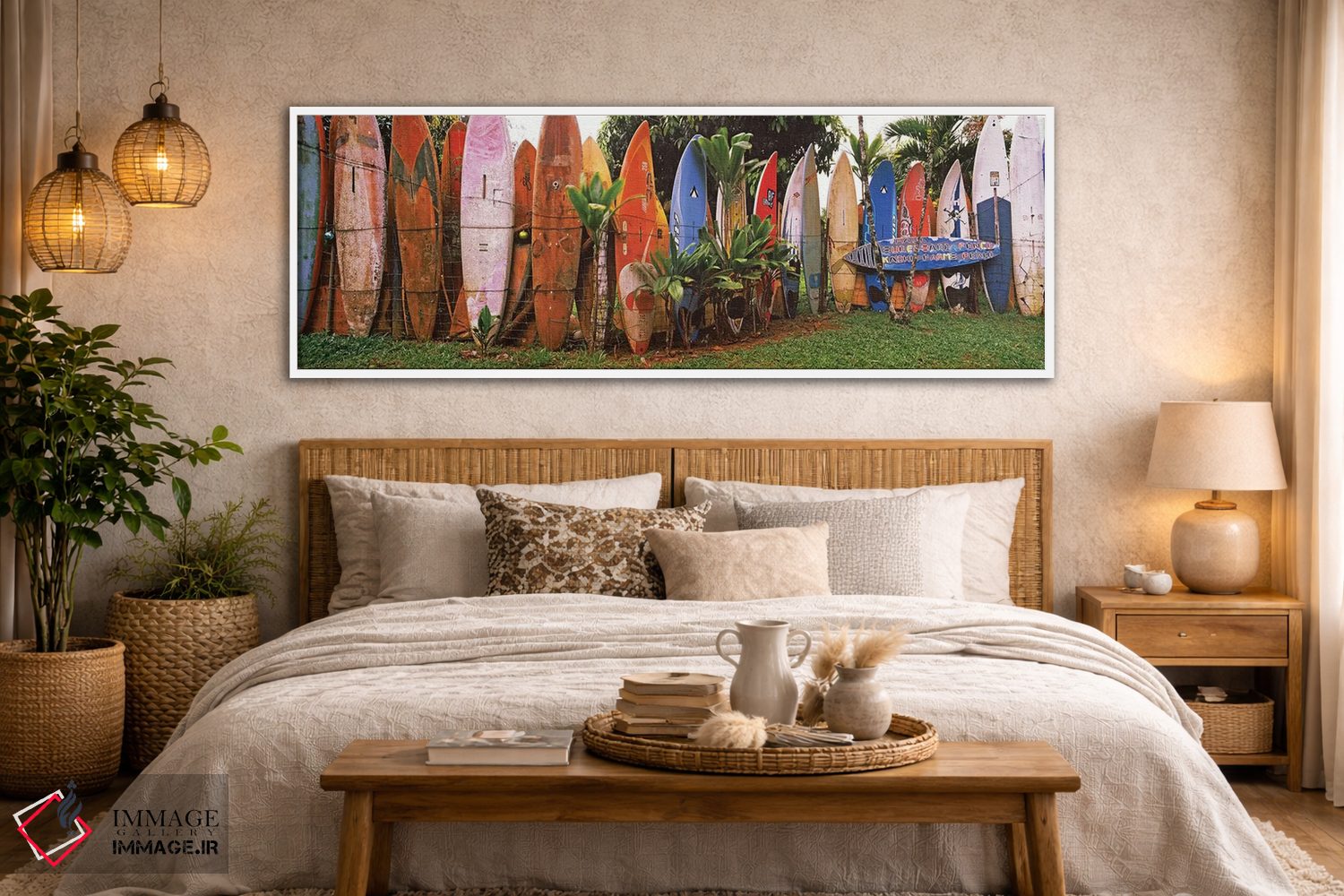 تابلو دکوراتیو تخته های موج سواری چیده شده، مائوی، هاوایی، ایالات متحد… اثر پانورامیک ایمجز - D5W