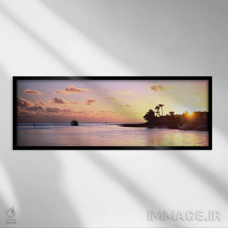تابلو دکوراتیو طلوع خورشید در بندر لوکتودی، فینیستر، بریتانی، فرانسه اثر پانورامیک ایمجز - نمای قابدار مشکی