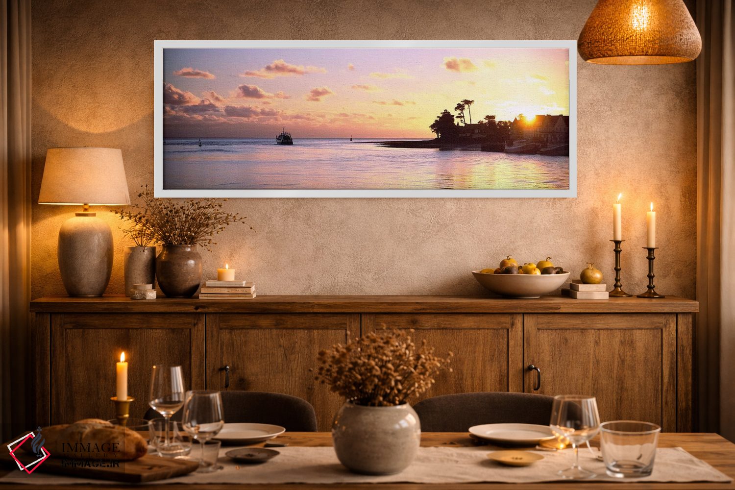 تابلو دکوراتیو طلوع خورشید در بندر لوکتودی، فینیستر، بریتانی، فرانسه اثر پانورامیک ایمجز - D2W