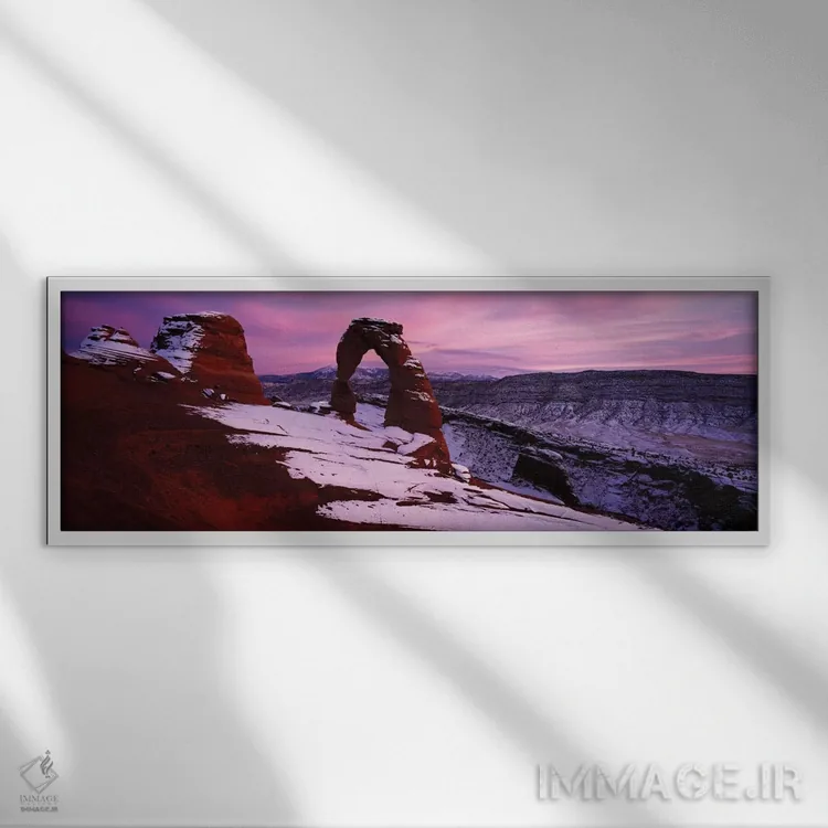 تابلو دکوراتیو قوس ظریف در زمستان، پارک ملی آرچز، یوتا، ایالات متحده آ… اثر پانورامیک ایمجز - نمای قابدار سفید