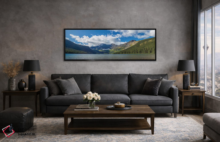 تابلو دکوراتیو نمایی از کوه کوستر از دریاچه کامرون، پارک ملی دریاچه ها… اثر پانورامیک ایمجز - D5B
