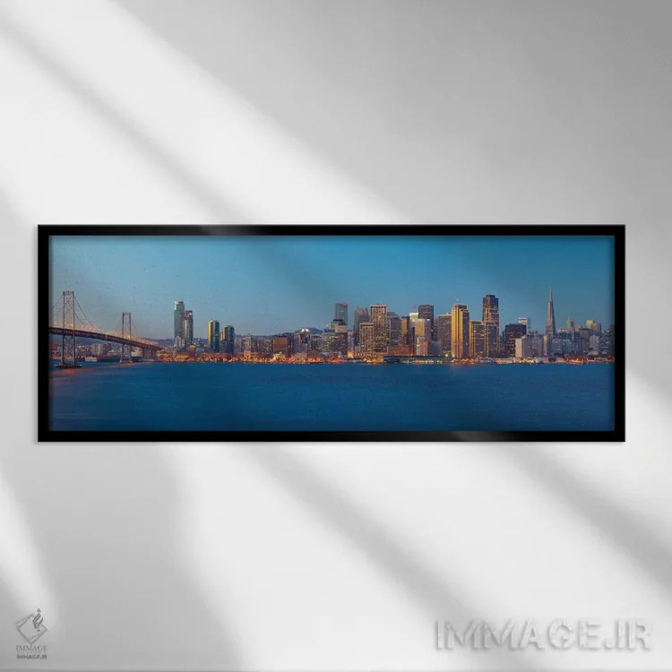 تابلو دکوراتیو افق شهری در غروب ۳، سان فرانسیسکو، کالیفرنیا، ایالات مت… اثر پانورامیک ایمجز - نمای قابدار مشکی