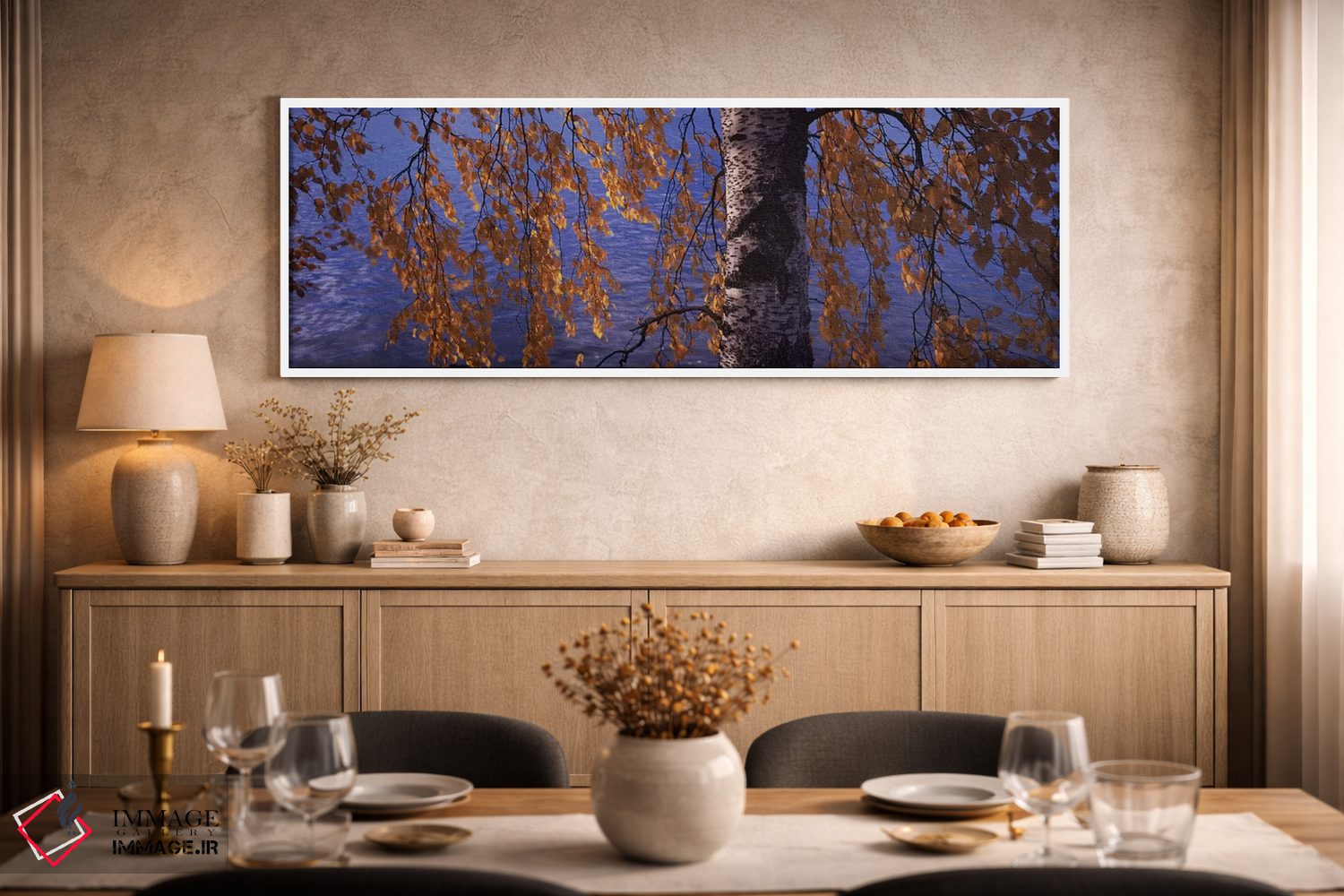 تابلو دکوراتیو برگ های درخت بید، رودخانه ووکسی، ایماترا، فنلاند اثر پانورامیک ایمجز - D2W