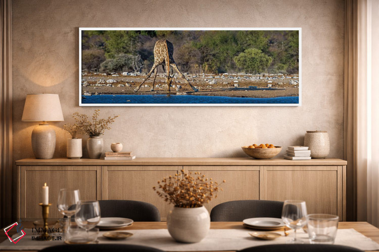 تابلو دکوراتیو Etosha National Park, Namibia" - "زرافه در حوضچه آب II… اثر پانورامیک ایمجز - D1W