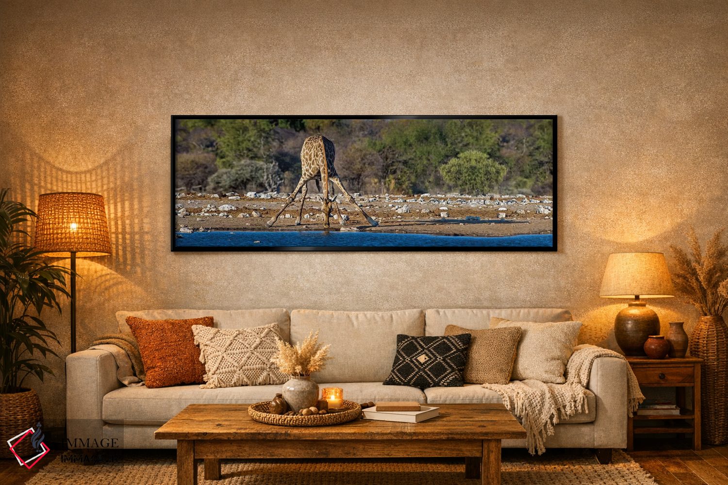 تابلو دکوراتیو Etosha National Park, Namibia" - "زرافه در حوضچه آب II… اثر پانورامیک ایمجز - D6B