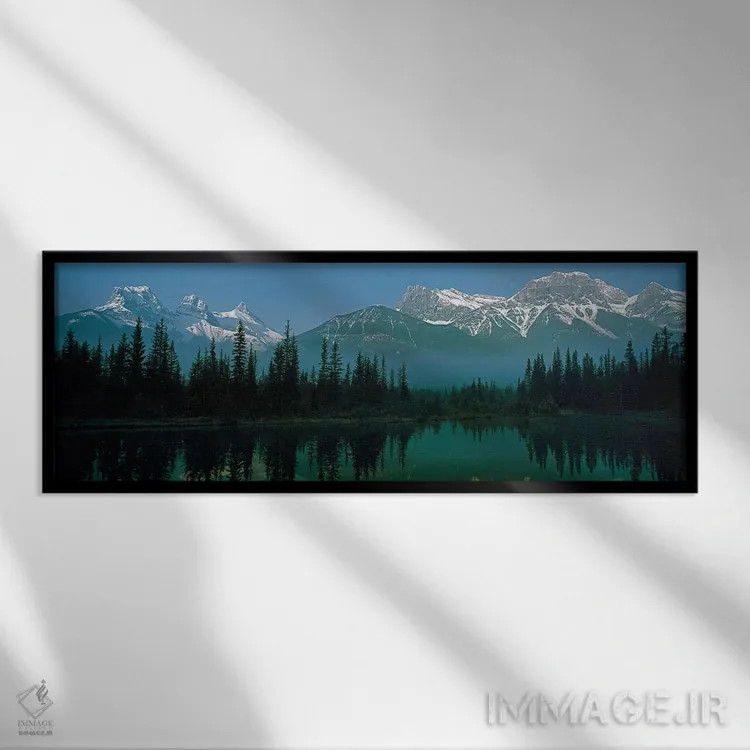 تابلو دکوراتیو Canadian Rockies, Alberta, Canada" - "سه خواهر و کوه لا… اثر پانورامیک ایمجز - نمای قابدار مشکی