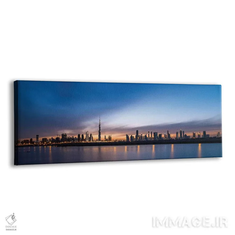 تابلو دکوراتیو Dubai, United Arab Emirates" - "خط افق مرکز شهر در غروب… اثر پانورامیک ایمجز - نمای پرسپکتیو محصول