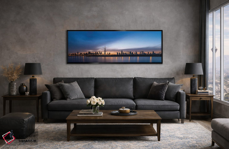 تابلو دکوراتیو Dubai, United Arab Emirates" - "خط افق مرکز شهر در غروب… اثر پانورامیک ایمجز - D5B