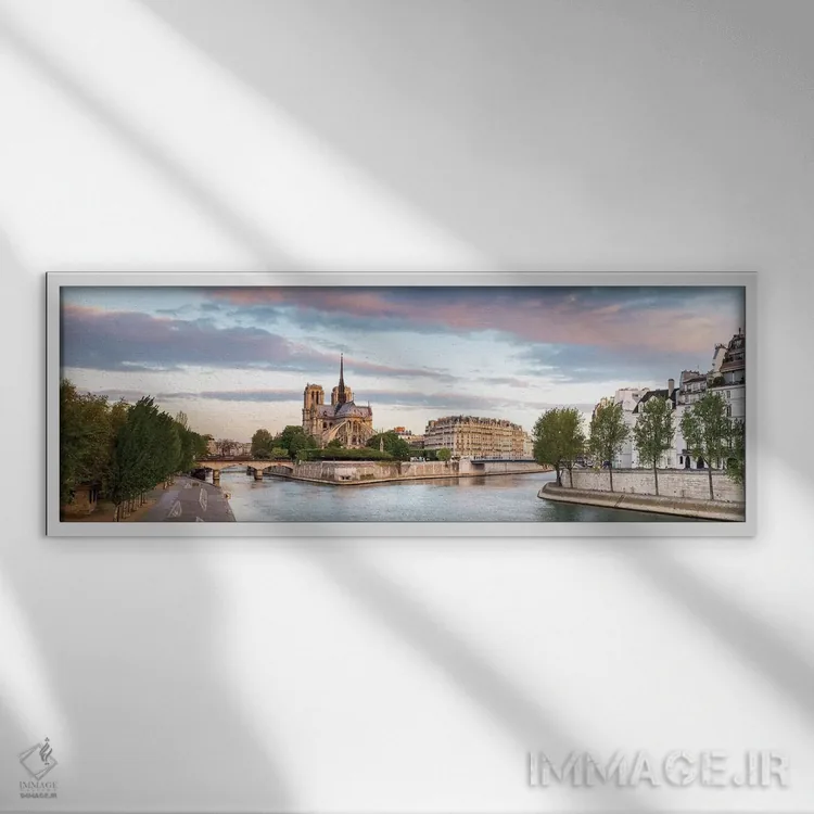 تابلو دکوراتیو Paris, Ile-de-France, France" - "کلیسای نوتردام پاریس… اثر پانورامیک ایمجز - نمای قابدار سفید