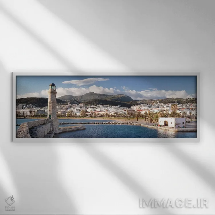 تابلو دکوراتیو Rethymno, Crete, Greece" - "فانوس دریایی رثیمنو، رثیمنو… اثر پانورامیک ایمجز - نمای قابدار سفید