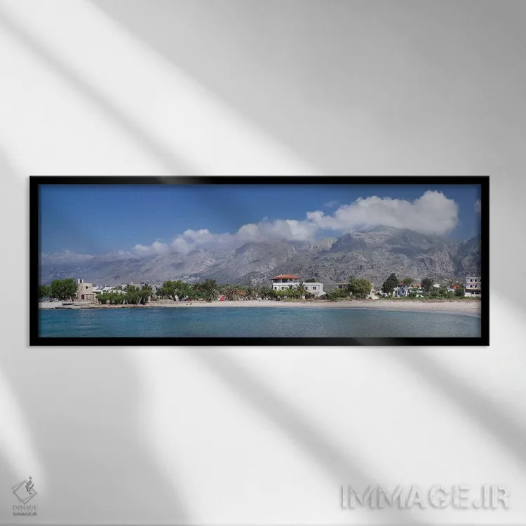تابلو دکوراتیو Frangokastello, Chania, Crete, Greece" - "ملک ساحلی، فر… اثر پانورامیک ایمجز - نمای قابدار مشکی