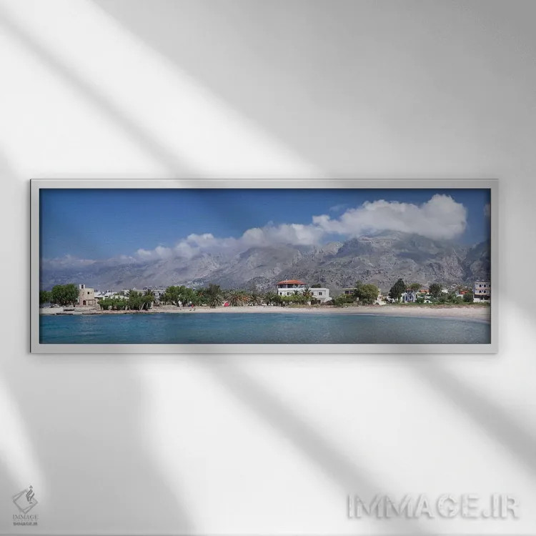 تابلو دکوراتیو Frangokastello, Chania, Crete, Greece" - "ملک ساحلی، فر… اثر پانورامیک ایمجز - نمای قابدار سفید