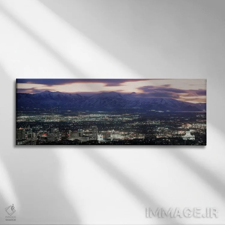 تابلو دکوراتیو Salt Lake City, Salt Lake County, Utah, USA" - "آسمان ن… اثر پانورامیک ایمجز - نمای روبهرو روی دیوار