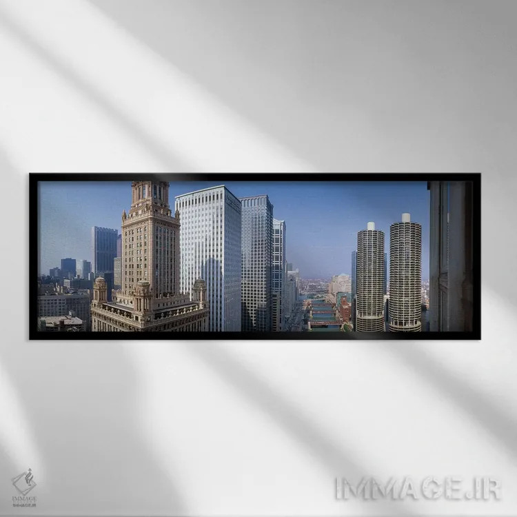 تابلو دکوراتیو Chicago, Cook County, Illinois, USA" - "رودخانه شیکاگو… اثر پانورامیک ایمجز - نمای قابدار مشکی