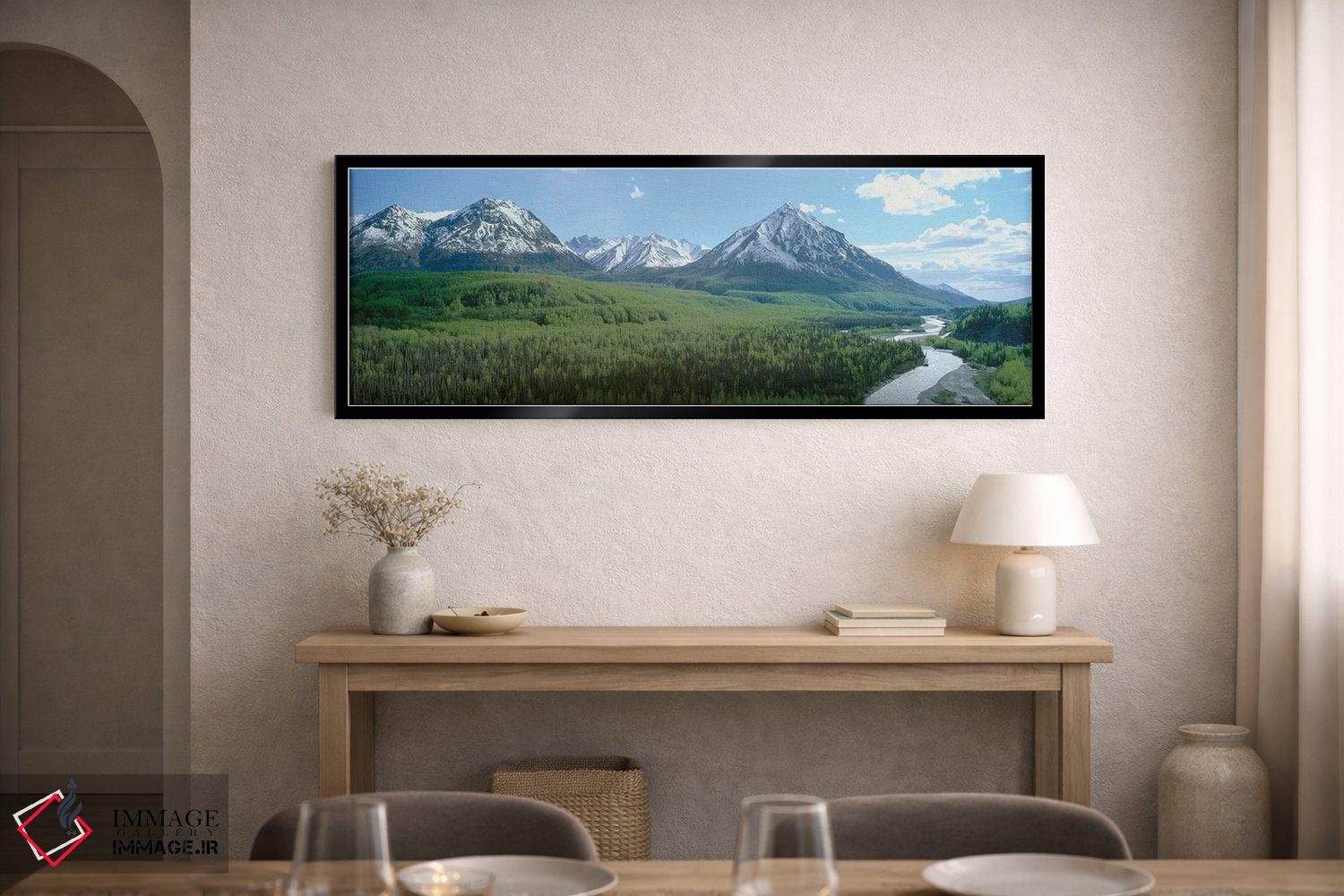 تابلو دکوراتیو "منظره دره رودخانه، دره ماتانوسکا-سوسیتنا ، آلاسکا، ایا… اثر پانورامیک ایمجز - D2B
