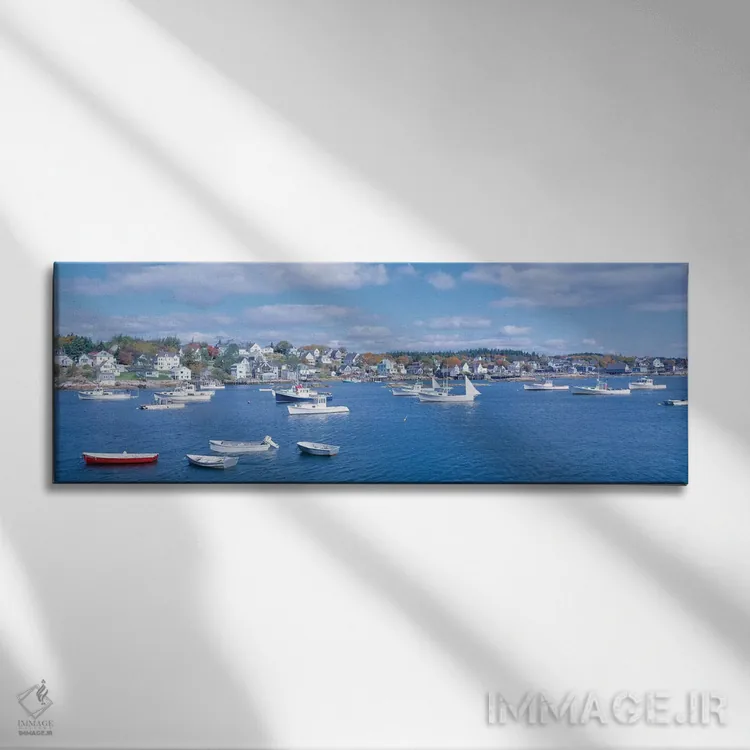 تابلو دکوراتیو "منظره بندر، استونینگتون، شهرستان هانوک، مین، ایالات مت… اثر پانورامیک ایمجز - نمای روبهرو روی دیوار