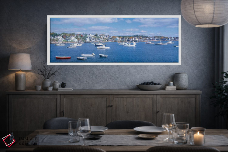 تابلو دکوراتیو "منظره بندر، استونینگتون، شهرستان هانوک، مین، ایالات مت… اثر پانورامیک ایمجز - D3W