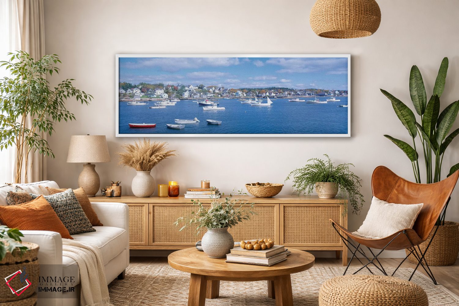 تابلو دکوراتیو "منظره بندر، استونینگتون، شهرستان هانوک، مین، ایالات مت… اثر پانورامیک ایمجز - D2W