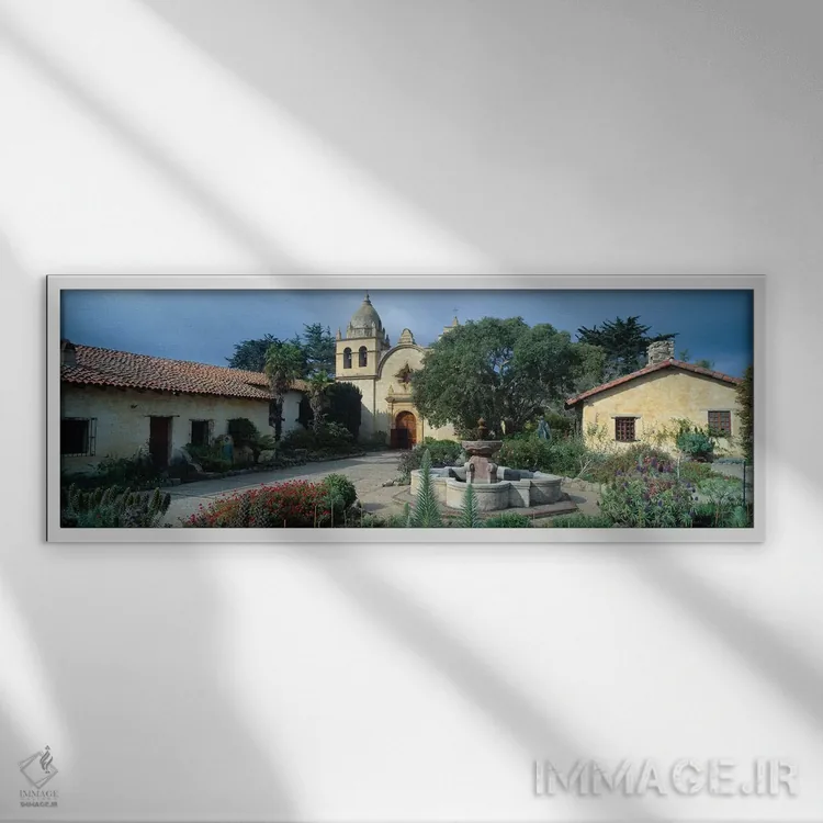 تابلو دکوراتیو "ماموریت سن کارلوس بورومئو دل ریو کارملو ، کارمل-بای-د… اثر پانورامیک ایمجز - نمای قابدار سفید