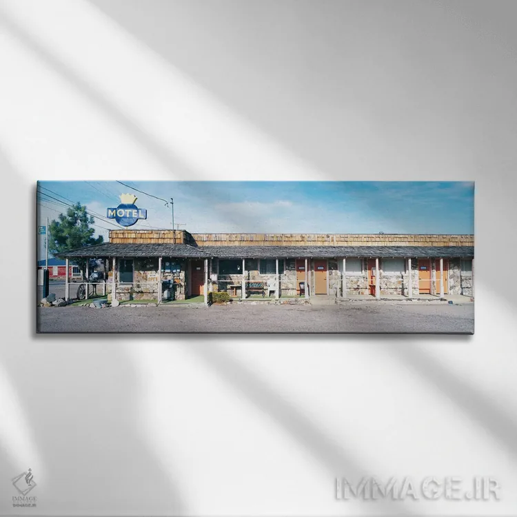 تابلو دکوراتیو "موتل قدیمی، تونوبا، شهرستان نی، نوادا، ایالات متحده آم… اثر پانورامیک ایمجز - نمای روبهرو روی دیوار