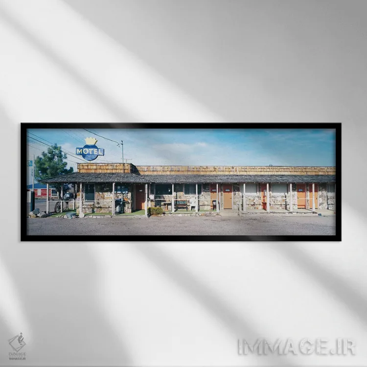 تابلو دکوراتیو "موتل قدیمی، تونوبا، شهرستان نی، نوادا، ایالات متحده آم… اثر پانورامیک ایمجز - نمای قابدار مشکی