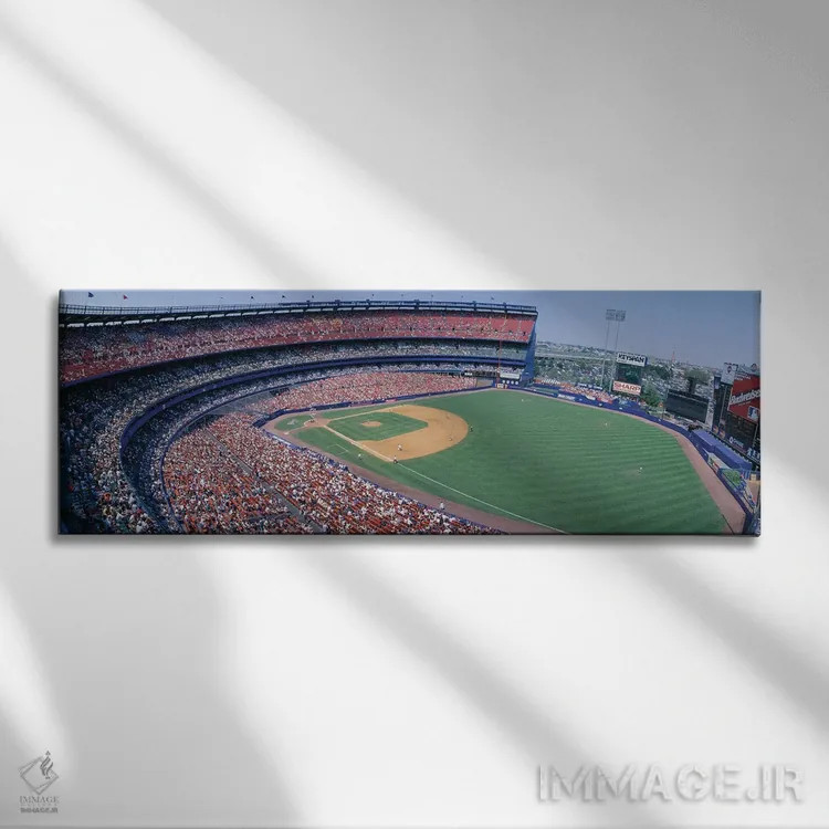 تابلو دکوراتیو "نمای هوایی دوم، استادیوم شیا، فلشینگ، کوئینز، نیویورک… اثر پانورامیک ایمجز - نمای روبهرو روی دیوار