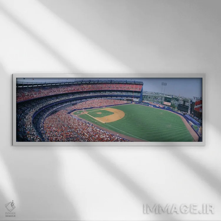 تابلو دکوراتیو "نمای هوایی دوم، استادیوم شیا، فلشینگ، کوئینز، نیویورک… اثر پانورامیک ایمجز - نمای قابدار سفید