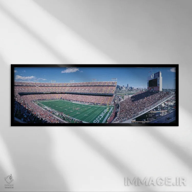تابلو دکوراتیو "نمای هوایی دوم، استادیوم مایل های، دنور، شهرستان دنور… اثر پانورامیک ایمجز - نمای قابدار مشکی