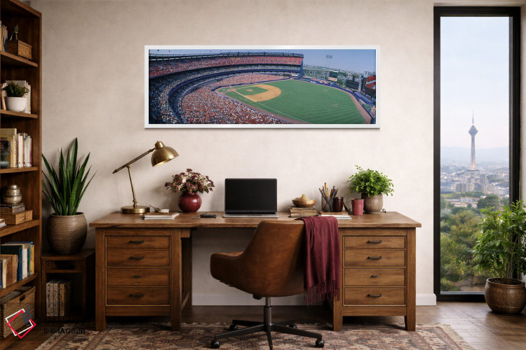 تابلو دکوراتیو "نمای هوایی دوم، استادیوم شیا، فلشینگ، کوئینز، نیویورک… اثر پانورامیک ایمجز - D1W