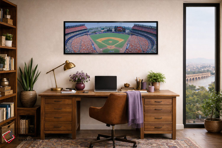 تابلو دکوراتیو "نمای هوایی اول، استادیوم شیا، فلشینگ، کوئینز، نیویورک… اثر پانورامیک ایمجز - D3B