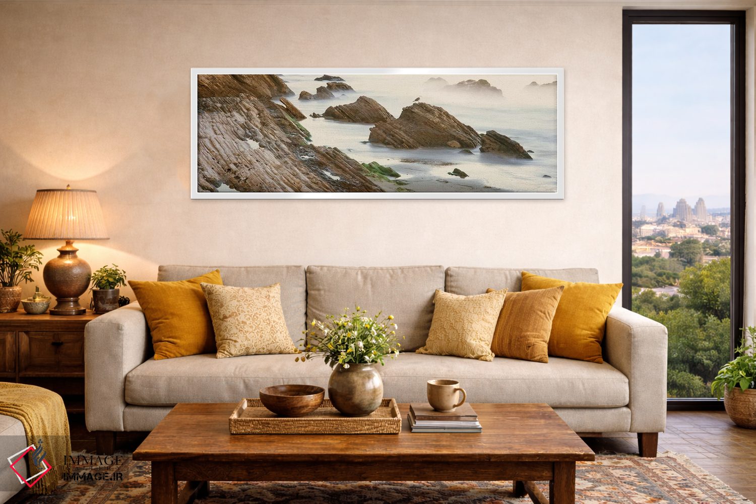 تابلو دکوراتیو "فرم های صخره ای ساحلی، گاویوتا، شهرستان سانتا باربارا… اثر پانورامیک ایمجز - D5W