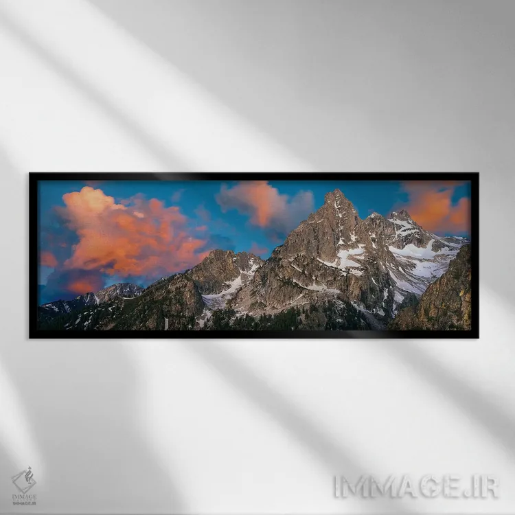 تابلو دکوراتیو "رشته کوه تیتون دوم، رشته کوه راکی، پارک ملی گرند تیتون… اثر پانورامیک ایمجز - نمای قابدار مشکی