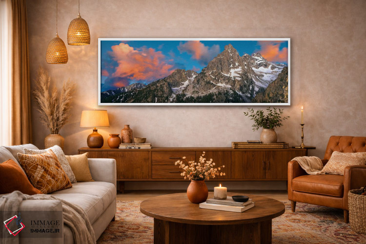 تابلو دکوراتیو "رشته کوه تیتون دوم، رشته کوه راکی، پارک ملی گرند تیتون… اثر پانورامیک ایمجز - D4W