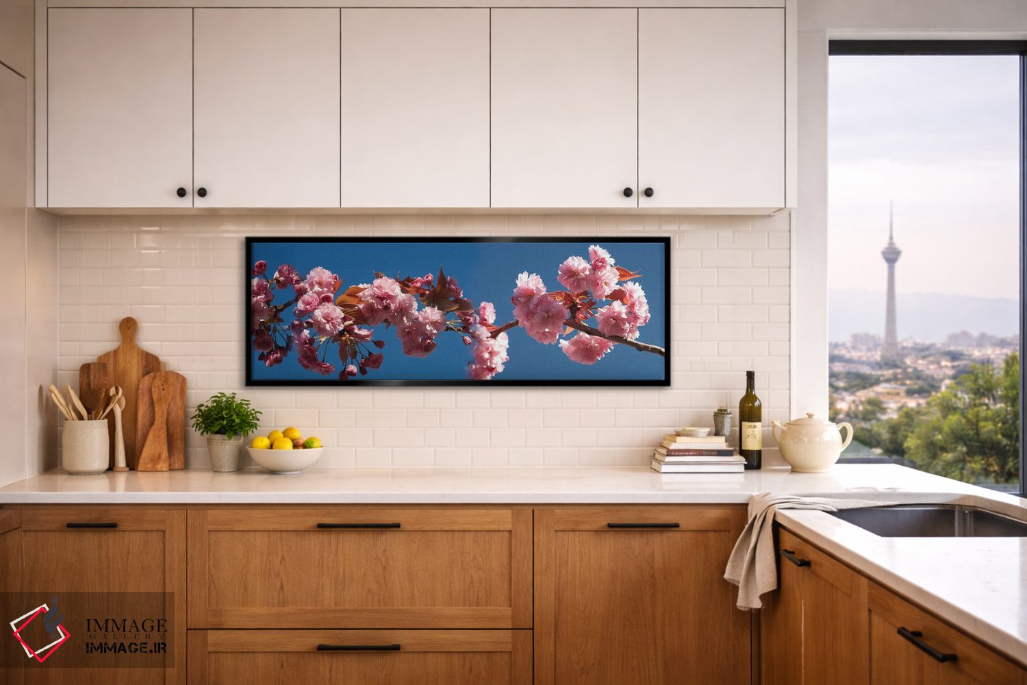 تابلو دکوراتیو "شاخه ای از شکوفه های گیلاس" اثر پانورامیک ایمجز - D6B